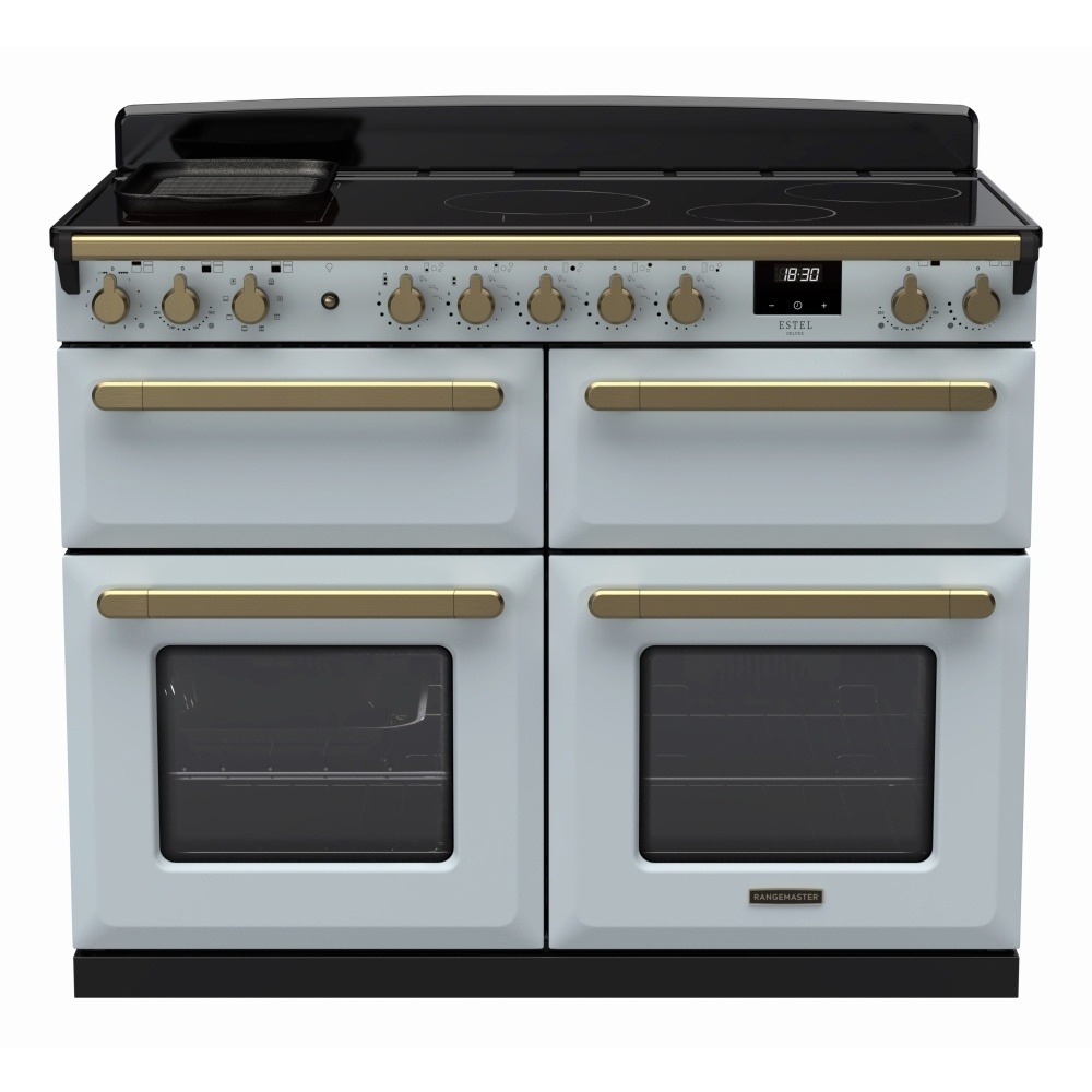 Rangemaster Estel Deluxe ESDLB110EIPMSB/AB1 110cm Induction Range Cooker Misty Blue / Antique Brass