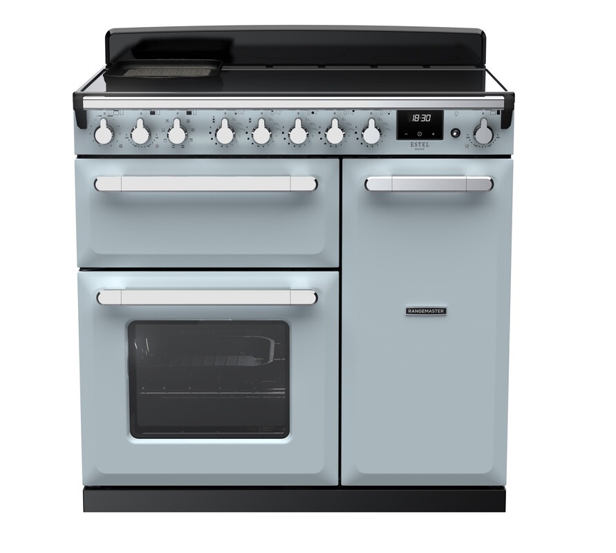 Rangemaster Estel Deluxe ESDL90EIPMSB/CM1 90cm Induction Range Cooker Misty Blue / Chrome
