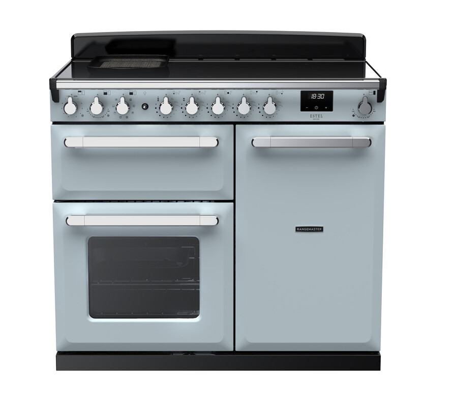 Rangemaster Estel Deluxe ESDL100EIPMSB/CM1 100cm Induction Range Cooker Misty Blue / Chrome