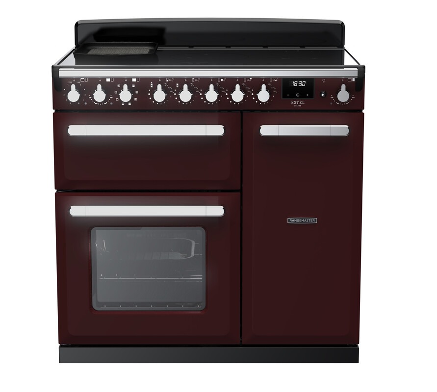 Rangemaster Estel Deluxe ESDL90EIPBOR/CM1 90cm Induction Range Cooker Bordeaux / Chrome