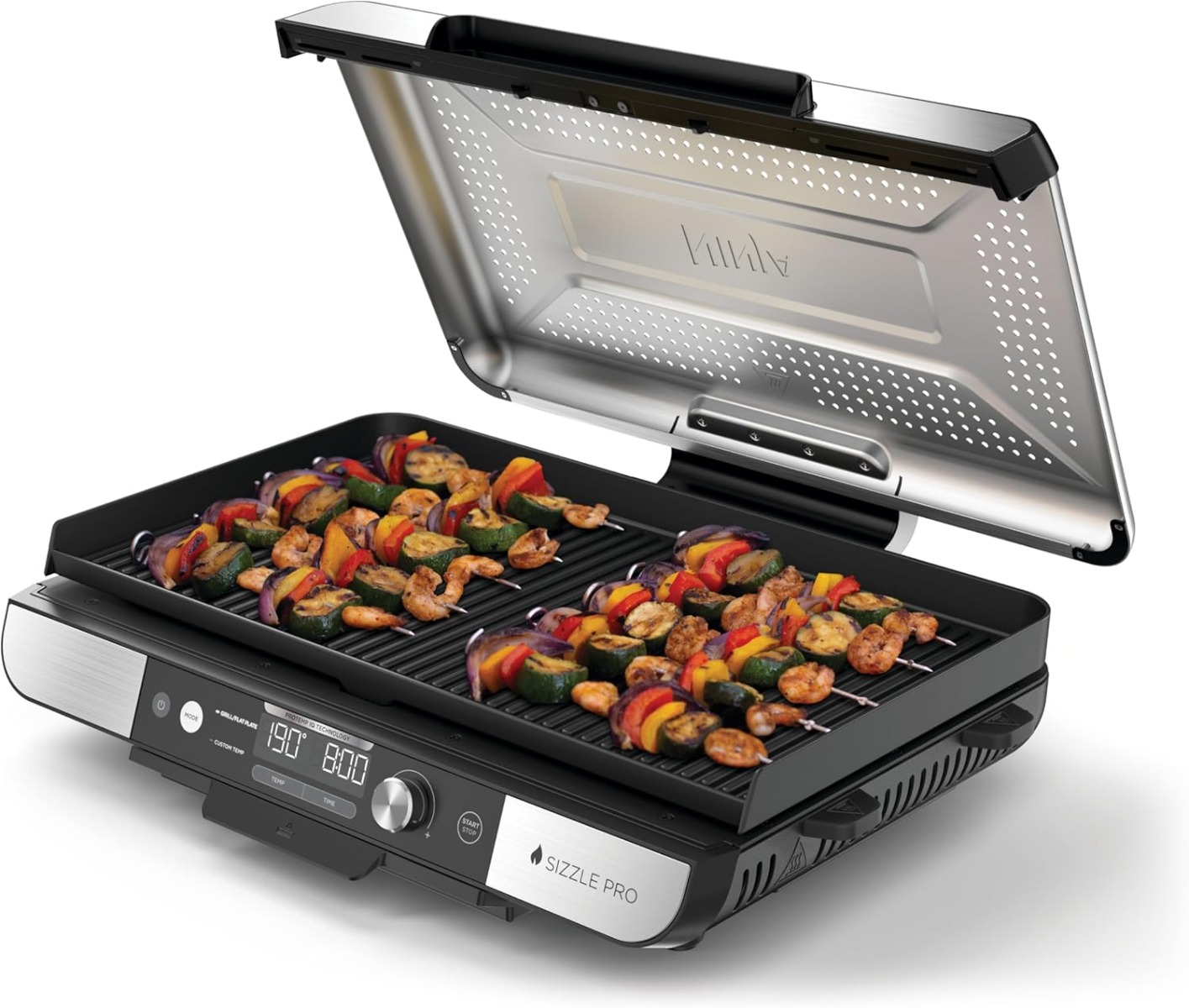 Ninja GX101UK Sizzle Pro XL Grill & Flat Plate - Silver/Black