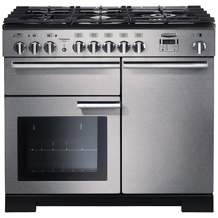 Rangemaster PDL100DFFSS/C Professional Deluxe 100 Dual Fuel Range Cooker, Stainless Steel