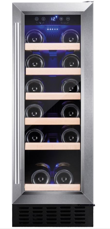 Amica AWC300SS 30cm Freestanding/ Under Counter Slimline Wine Cooler Stainless Steel
