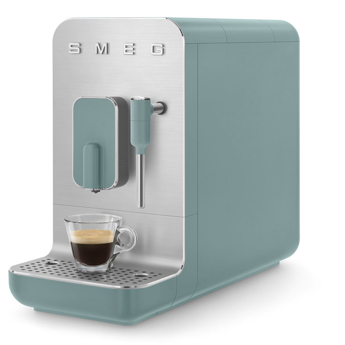 Smeg BCC02EGMUK 50s Retro Espresso Automatic Coffee Machine with Milk Frother in Emerald Green