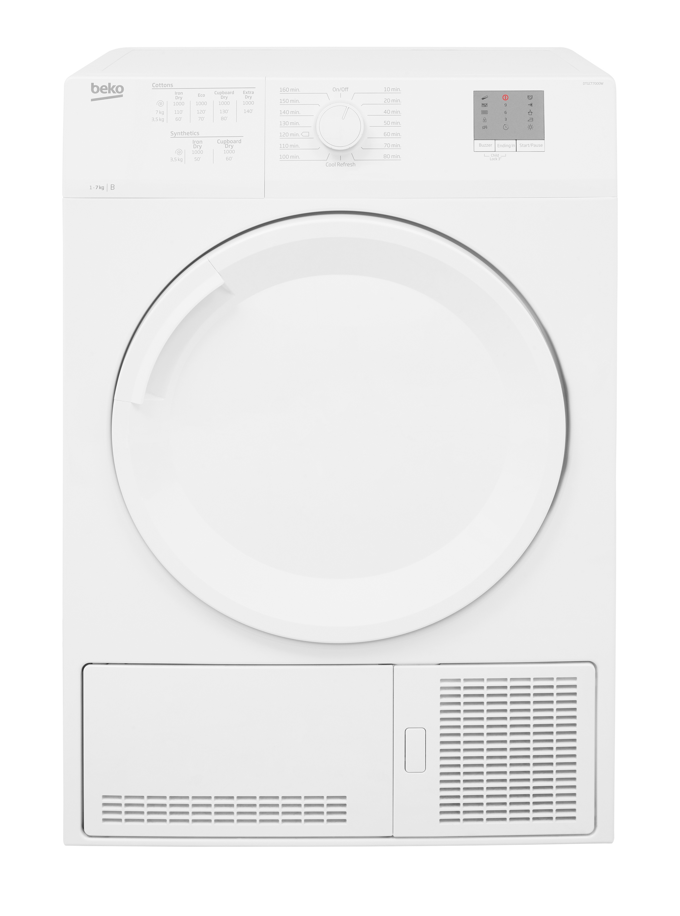 Beko DTGCT7000W Freestanding 7kg Condenser Tumble Dryer-White