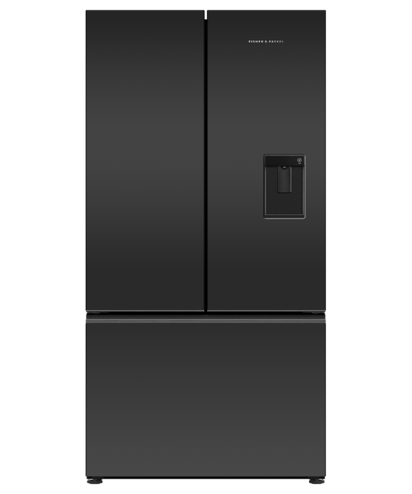 Fisher Paykel RF540AZUB5 Freestanding French Door Refrigerator Freezer| Ice and Water - Matt Black Glass