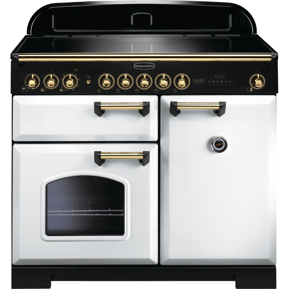 Rangemaster CDL100EIWH/B Classic Deluxe 100 Electric Induction  White/Brass