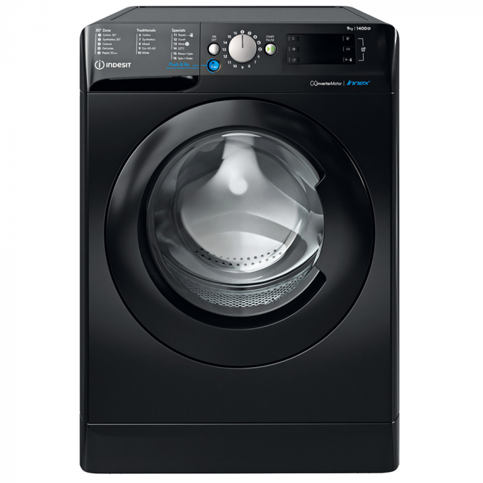 Indesit BWE91496XKUK 9 kg 1400 Spin Washing Machine - Black