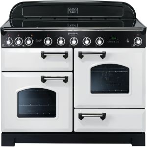 Rangemaster CDL110EIWH/C Classic Deluxe Electric Induction 110cm Range Cooker White Chrome
