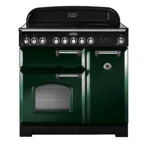 Rangemaster CDL90EIRG/C 90cm Classic Deluxe Electric Induction Racing Green/Chrome Range Cooker