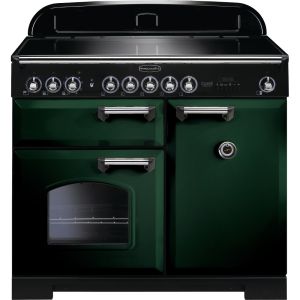 Rangemaster CDL100EIRG/C 100cm Classic Deluxe Electric Induction Racing Green/Chrome Range Cooker