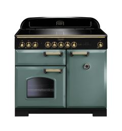 Rangemaster CDL100EIMG/B 100cm Classic Deluxe Electric Induction Range Cooker-Mineral Green/Brass 
