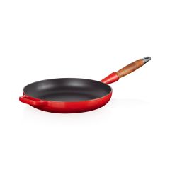 Le Creuset 28cm Signature Frying Pan with Wooden Handle - Cerise 