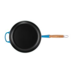 Le Creuset 28cm Signature Frying Pan with Wooden Handle - Azure 