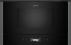 Neff NR4WR21G1B Built-In Microwave Oven - Black with Steel Trim 