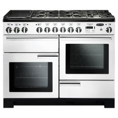Rangemaster PDL110DFFWH/C Professional Deluxe Dual Fuel 110 Range Cooker White Chrome