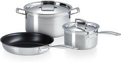 Le Creuset 53808000010050 3-Ply Stainless Steel 3 Piece Cookware Set Stainless Steel