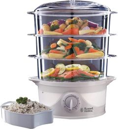Russell Hobbs 21140 3 Tier Plastic Food Steamer with 9 litre capacity and 800W