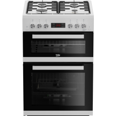 Beko EDG634W 60cm Double Oven Gas Cooker with Gas Hob 