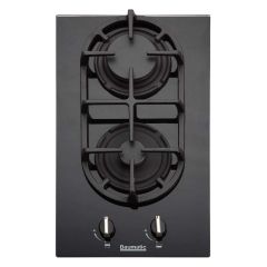 Baumatic BGG32 30cm Two Burner Domino Gas-on-glass Hob - Black