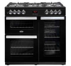 Belling Cookcentre X90G BLK 444411725 90Cm Gas Range Cooker With Electric Fan Oven - Black