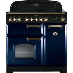 Rangemaster CDL90EIRB/B Classic Deluxe 90cm Electric Induction Range Cooker Regal Blue / Brass