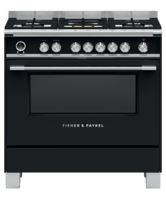 Fisher Paykel OR90SCG6B1 90cm Dual Fuel Range Cooker with Pyrolytic Cleaning-Black