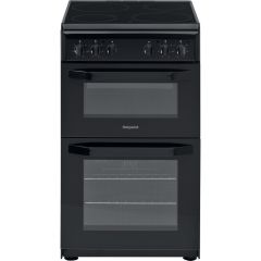 Hotpoint HD5V92KCB 50cm Electric Twin Cavity Single Oven Cooker - Black