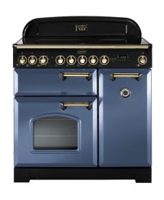 Rangemaster CDL90EISB/B Classic Deluxe 90cm Electric Induction Range Cooker-Stone Blue/Brass
