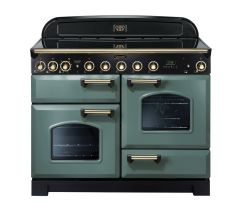 Rangemaster CDL110EIMG/B Classic Deluxe 110cm Electric Induction Range Cooker-Mineral Green/Brass 