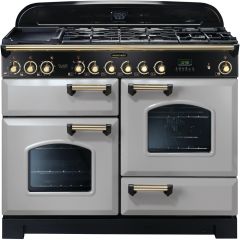 Rangemaster CDL110DFFRP/B Classic Deluxe 110cm Dual Fuel Range Cooker Royal Pearl/Brass
