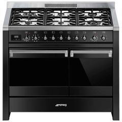 Smeg A2BL-81 100cm Dual Fuel Range Cooker - Black and Stainless Steel *Display Model*