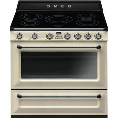 Smeg TR90IP2 90cm Victoria Cream Traditional Single Oven Range Cooker with Induction Hob 