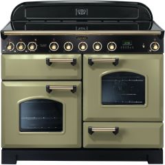 Rangemaster CDL110EIOG/B Classic Deluxe 110cm Electric Induction Range Cooker Olive Green / Brass