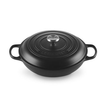Le Creuset Signature Cast Iron 30cm Shallow Casserole - Satin Black Le Creuset Signature Cast Iron 30cm Shallow Casserole - Satin Black