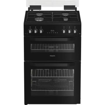 Hotpoint HDG6GDCB1 60cm Gas Double Cooker with Glass Lid - Black