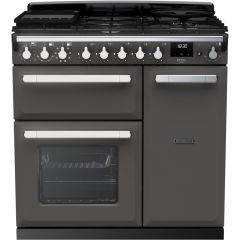 Rangemaster Estel Deluxe ESDL90DFPSLT/CM1 90cm Dual Fuel Range Cooker Slate / Chrome