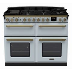 Rangemaster Estel Deluxe ESDLB110DFPMSB/AB1 110cm Dual Fuel Range Cooker - Misty Blue / Antique Brass