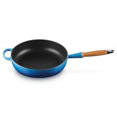 Le Creuset 20259282200422 28cm Cast Iron Sauté Pan with Wooden Handle - Azure