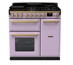 Rangemaster Estel Deluxe ESDL90DFPHTH/AB1 90cm Dual Fuel Range Cooker Heather / Antique Brass