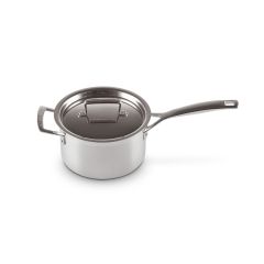 Le Creuset 962009181 18cm 3-ply Saucepan with Lid - Stainless Steel 