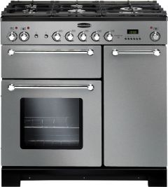Rangemaster KCH90DFFSS/C Kitchener 90 Dual Fuel Range Cooker Stainless Steel Chrome