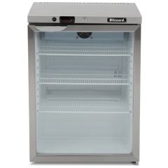Blizzard UCR140CR Single Hinged Glass Door Under Counter Refrigerator - Stainless Steel
