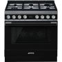 Smeg CPF9GPBL Portofino 90cm Dual Fuel Range Cooker-Black