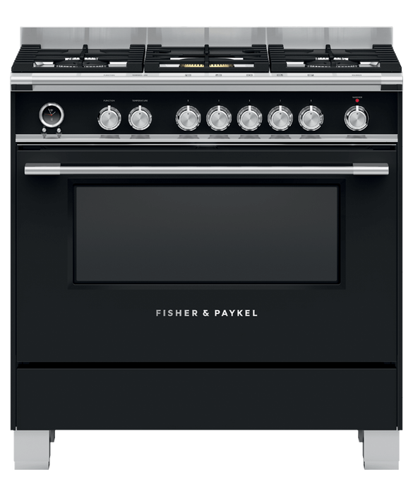 Fisher Paykel OR90SCG6B1 90cm Dual Fuel Range Cooker with Pyrolytic Cleaning-Black