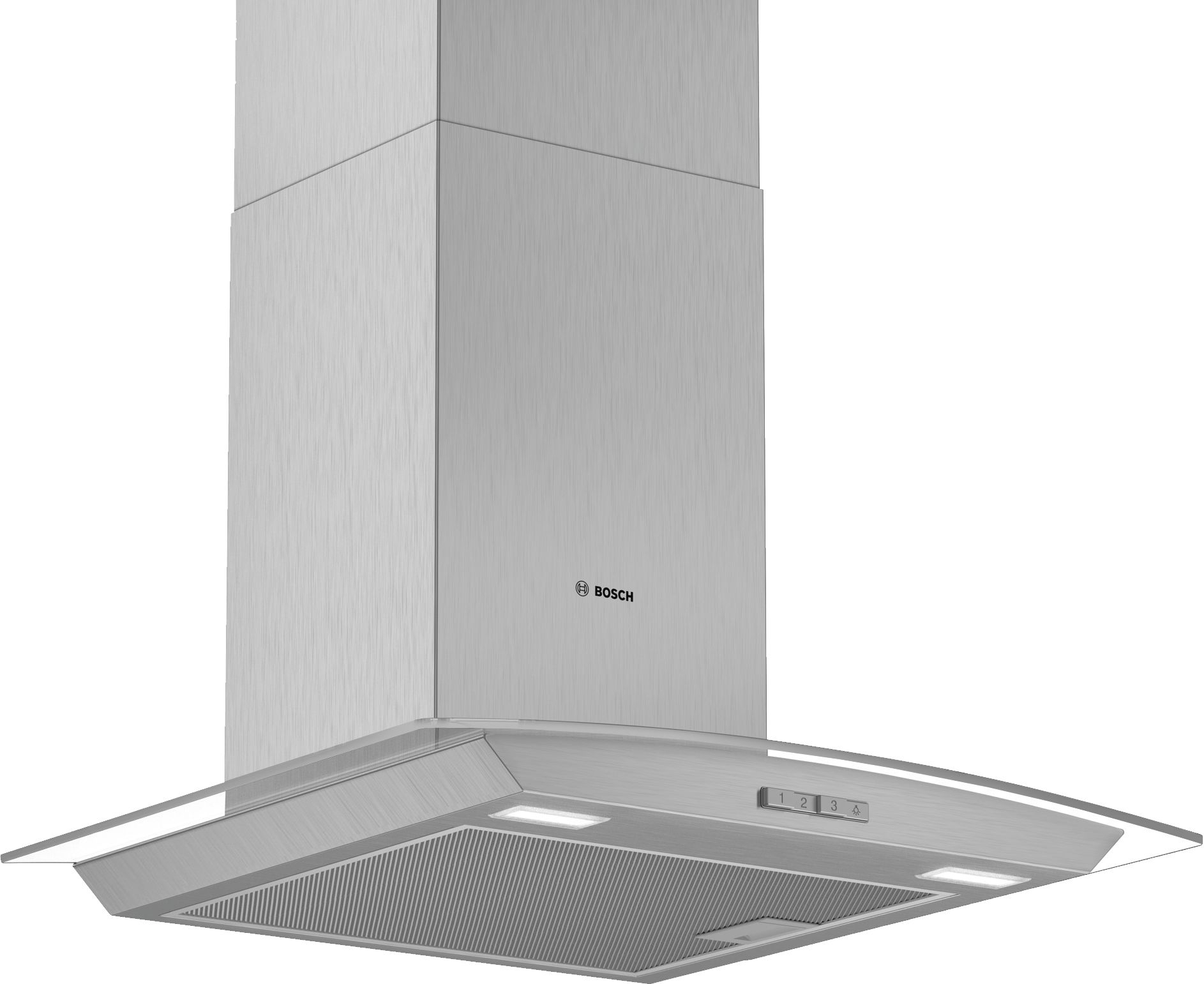 Bosch DWA64BC50B 60cm wide, curved glass canopy, push buttons, 3 speeds, LED lights. Recirculating k