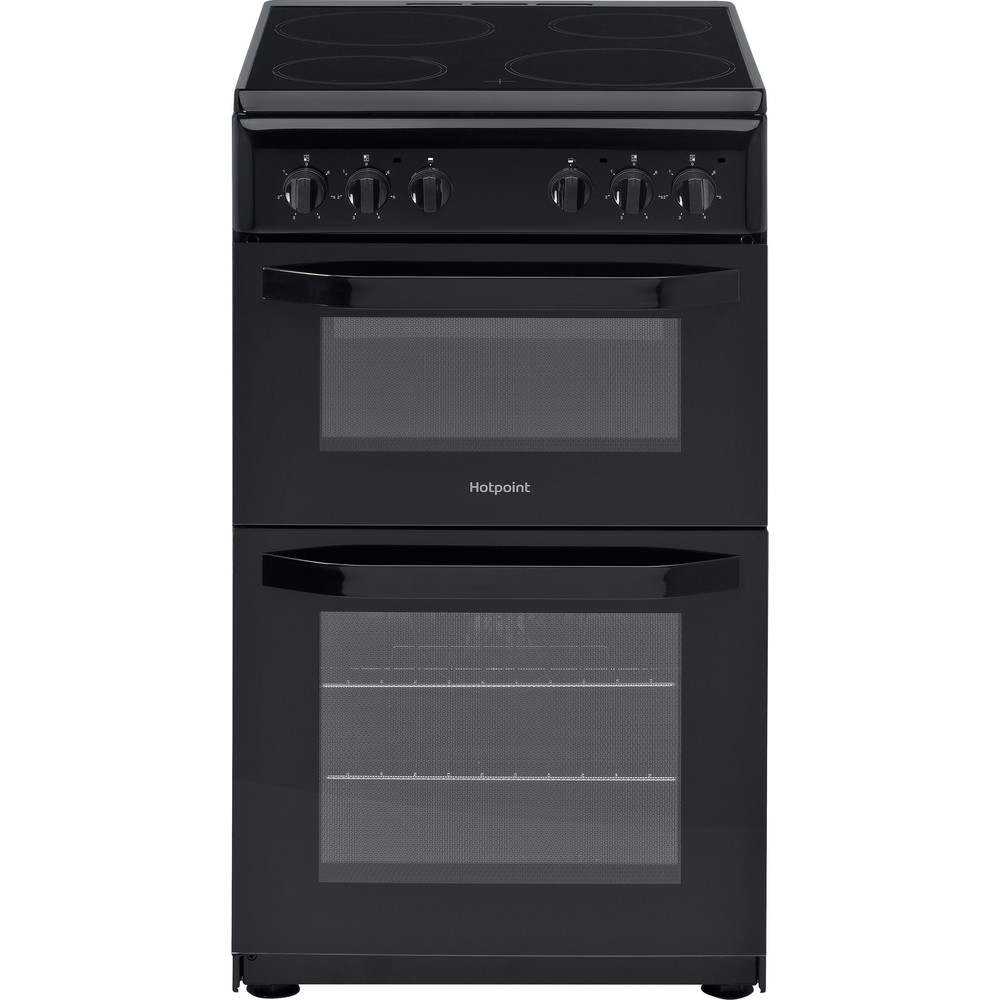 Hotpoint HD5V92KCB 50cm Electric Twin Cavity Single Oven Cooker - Black