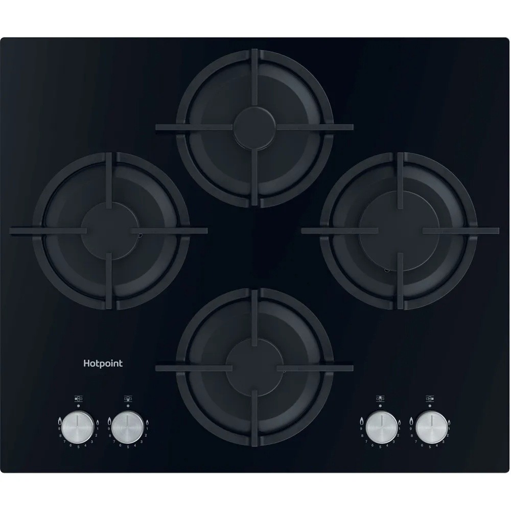 Hotpoint HGS61SBK 60cm Gas on Glass Hob 4 Burners - Black