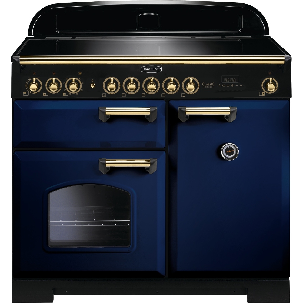 Rangemaster CDL100EIRB/B 100cm Classic Deluxe Electric Induction Regal Blue/Brass Range Cooker
