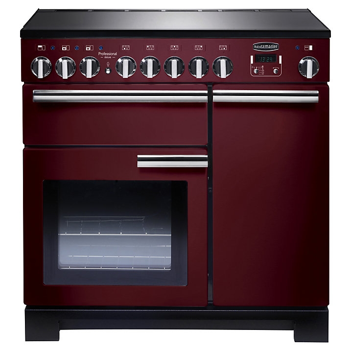 Rangemaster PDL90EICY/C Professional Deluxe 90 Induction Hob Range Cooker, Cranberry